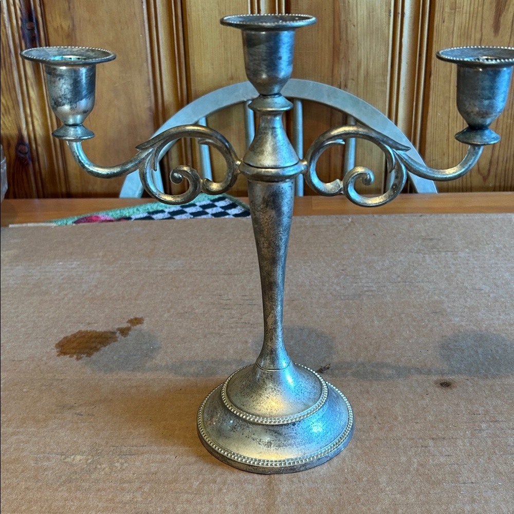 Vintage-Inspired Silver Candelabra Candle Holder